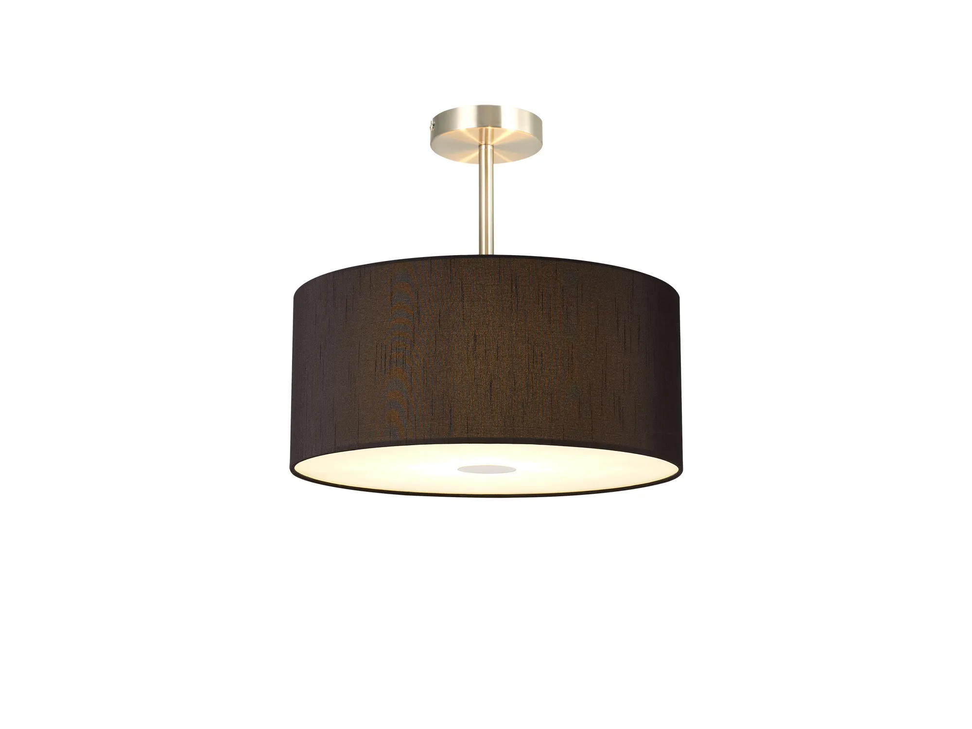 Baymont 40cm Semi Flush 3 Light Satin Nickel, Black, Frosted Diffuser